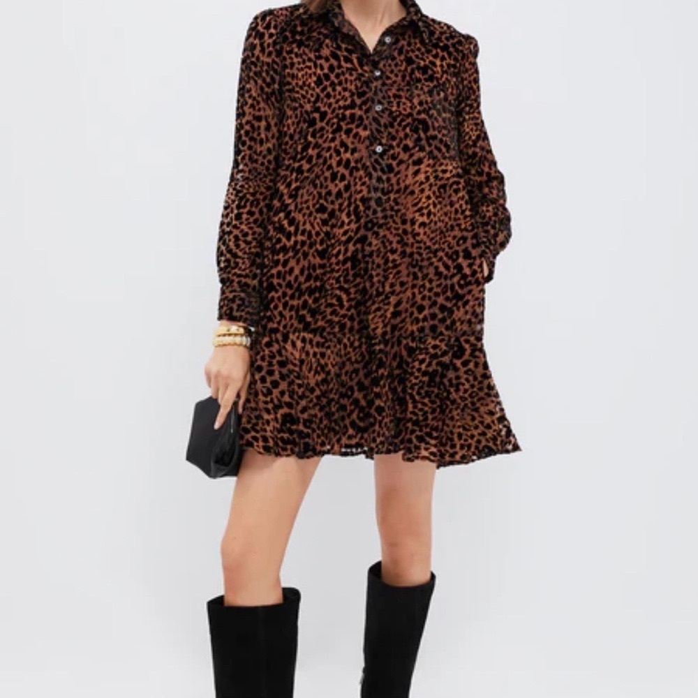 Tuckernuck Velvet Leopard Burnout Callahan Shirt Dress - Picture 3 of 4